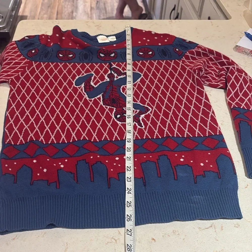 Marvel Red and Blue Crew Spider-Man Ugly Christmas sweater SZ XL Halloween party